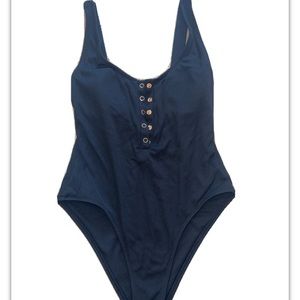 Adorable, full coverage black one piece bathing suit